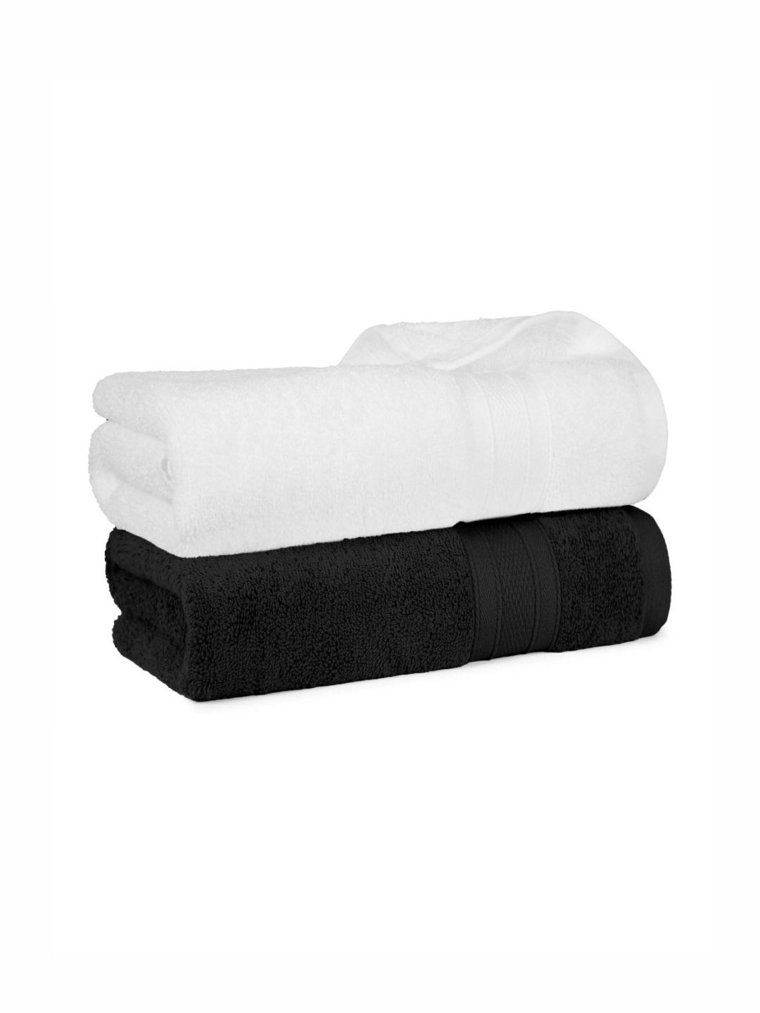 MYTRIDENT White & Black 2 Pieces Super Absorbent Pure Cotton 500 GSM Bath Towel-image-36
