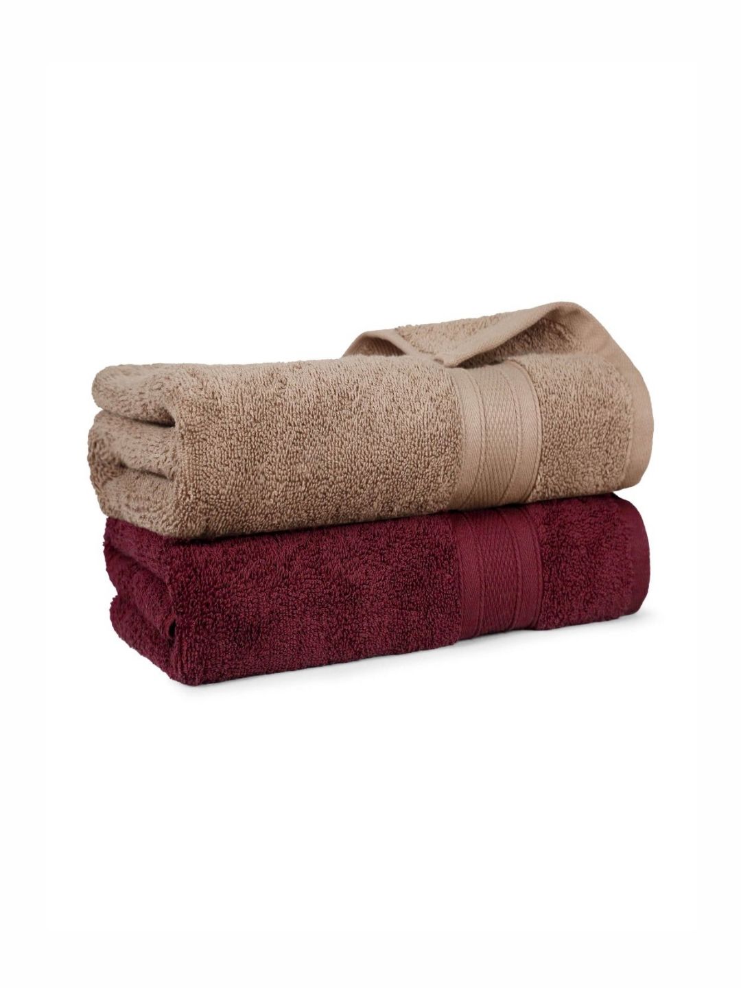 MYTRIDENT Red & Beige 2 Pieces Super Absorbent Pure Cotton 500 GSM Bath Towel-image-9