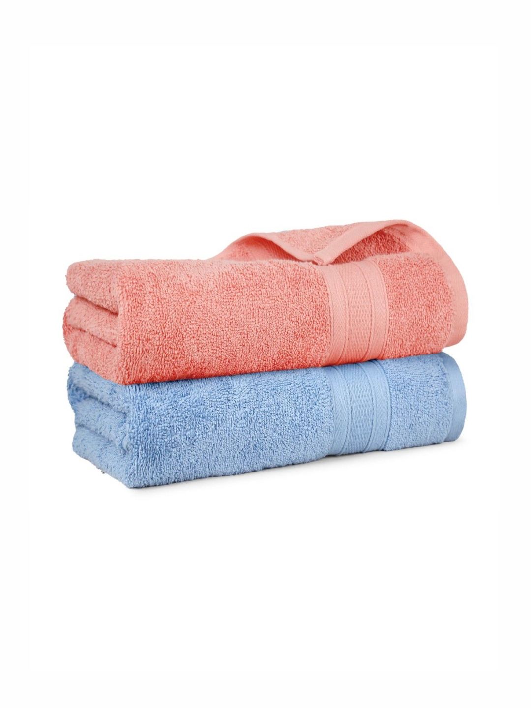 MYTRIDENT Coral & Blue 2 Pieces Super Absorbent Pure Cotton 500 GSM Bath Towel-picture-50