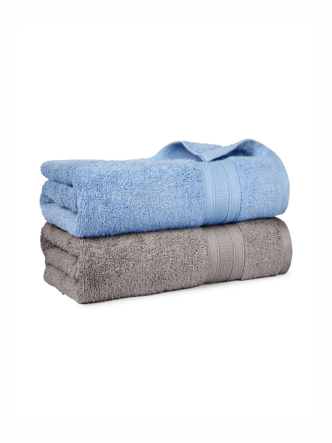 MYTRIDENT Blue & Charcoal 2 Pieces Super Absorbent Pure Cotton 500 GSM Bath Towel-image-36