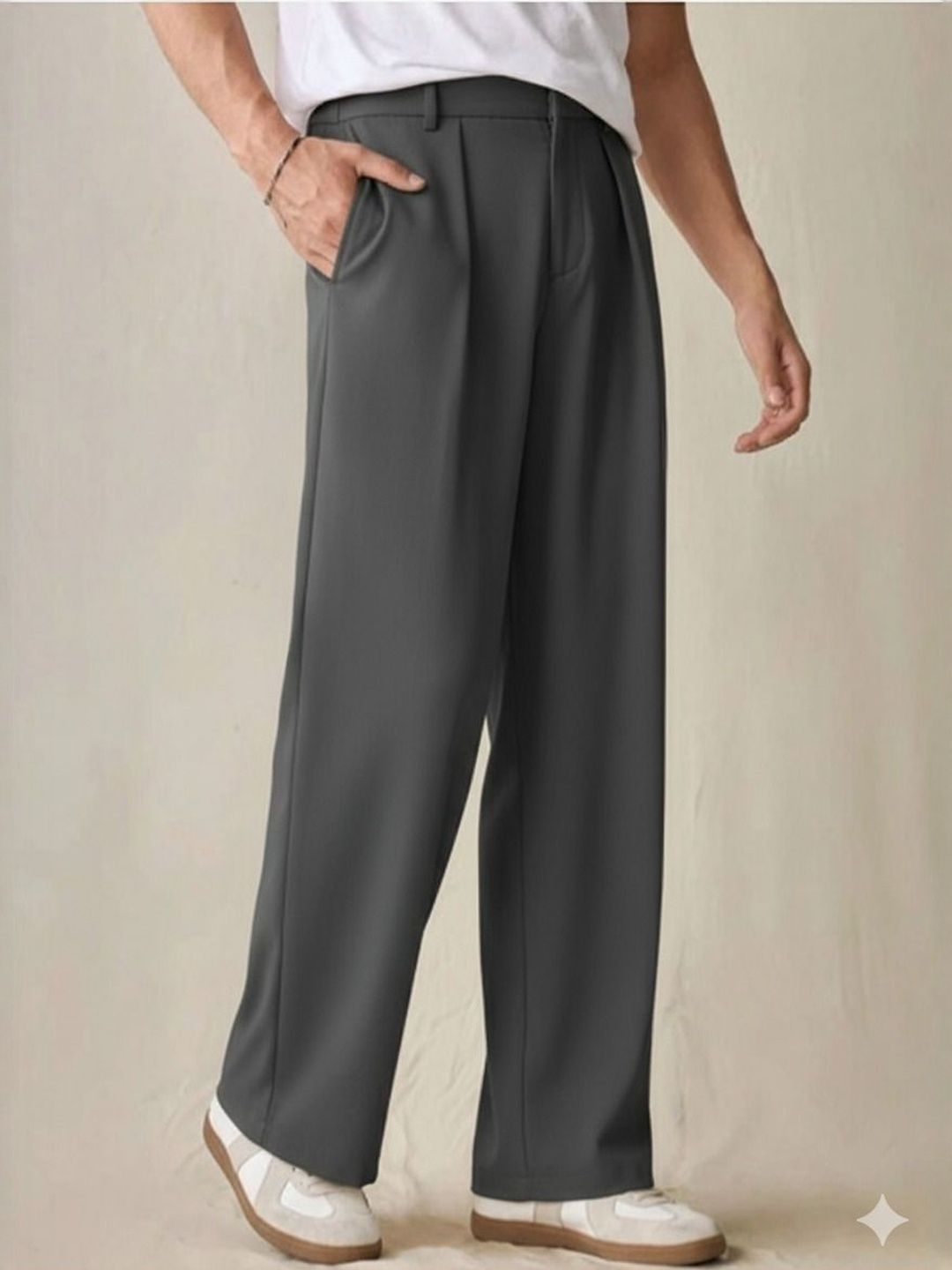 Next One Men Smart Straight Fit Easy Wash Pleated Trousers-picture-49