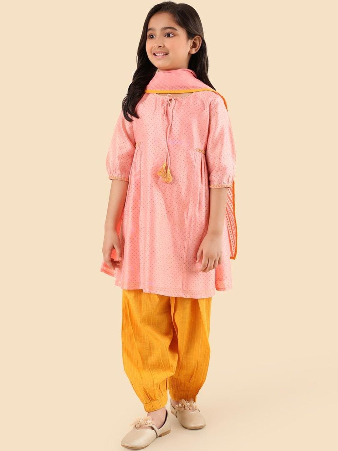 Fabindia Girls Ethnic Motifs Printed Kurta with Patiala & With Dupatta-picture-22