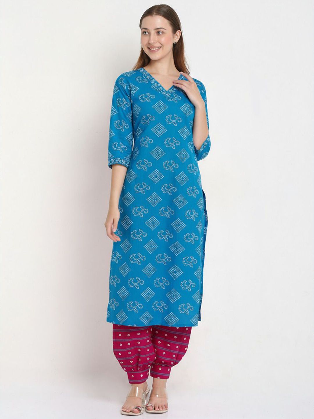 SALWAR STUDIO Ethnic Motifs Printed Pure Cotton Unstitched Dress Material-image-46