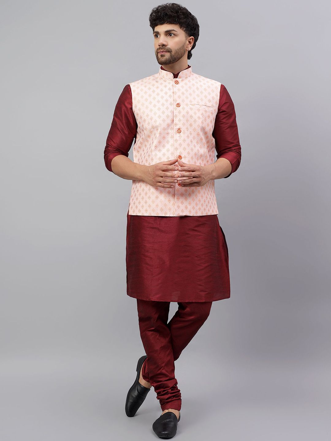 Latest Chikan Garments Ethnic Motifs Woven Design Nehru Jacket-picture-27