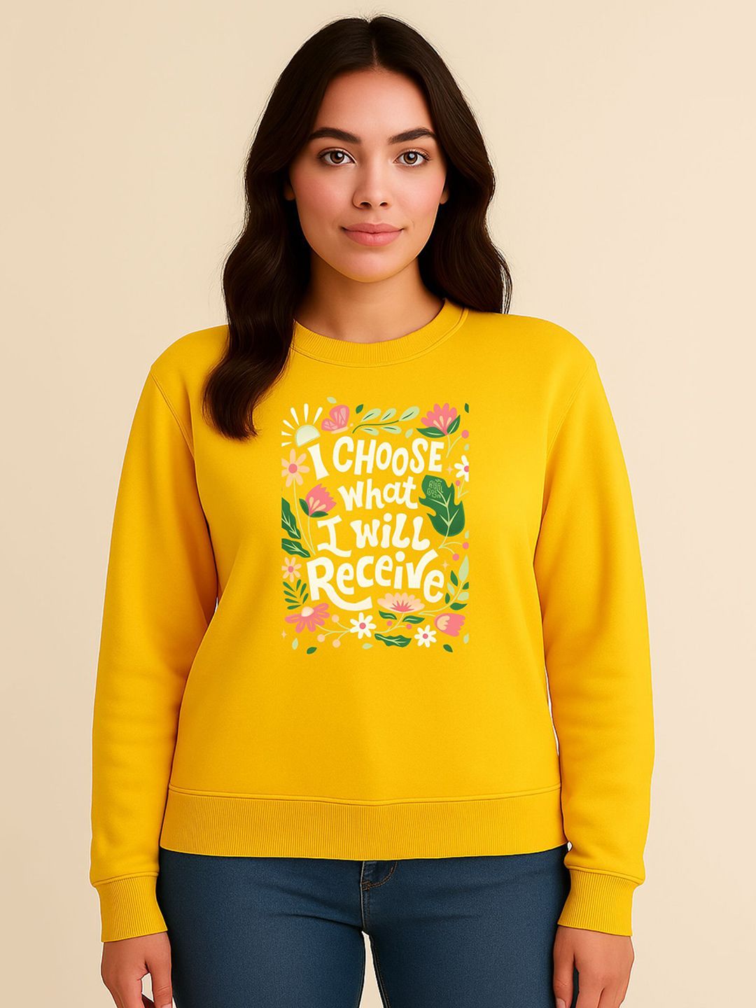 Anikmart Women Typography Round Neck Printed Long Sleeves Ribbed Hemline Sweatshirt-picture-41