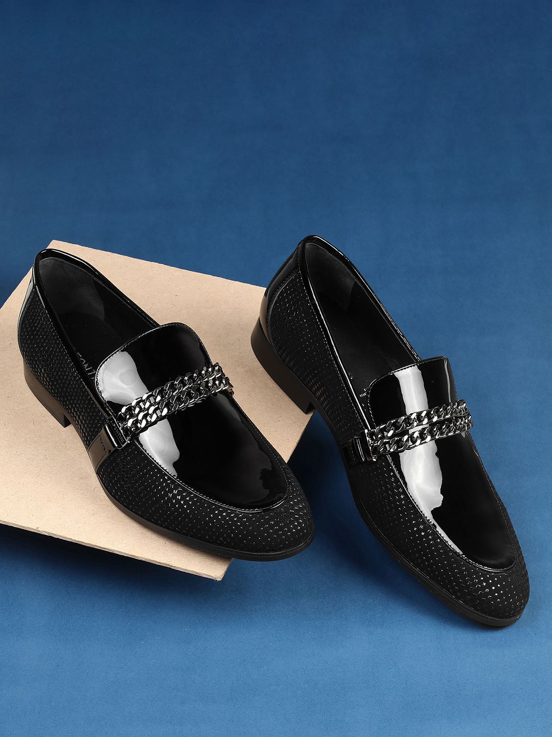 Mochi Men Textured Leather Formal Loafers-picture-39