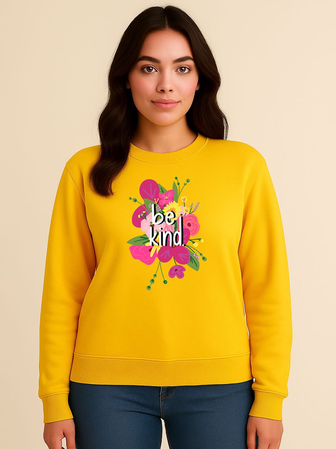 Anikmart Women Typography Printed Round Neck Organic Cotton Anti Odour Sweatshirt-picture-17