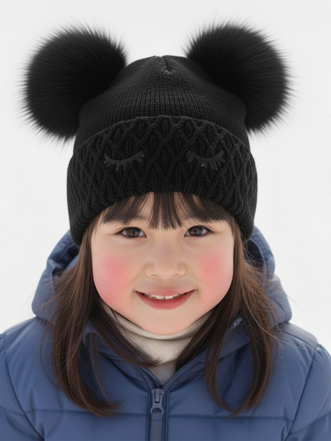 Adorazone Kids Woollen Beanie With Pom Pom Ears-picture-23