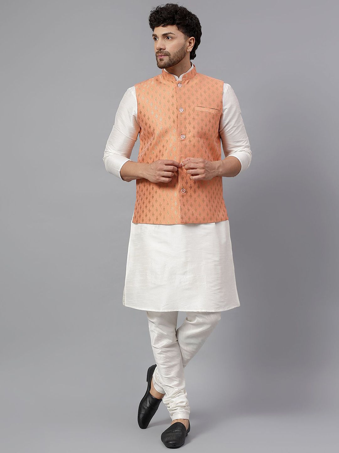 Latest Chikan Garments Embroidered Silk Mandarin Collar Nehru Jacket-picture-27