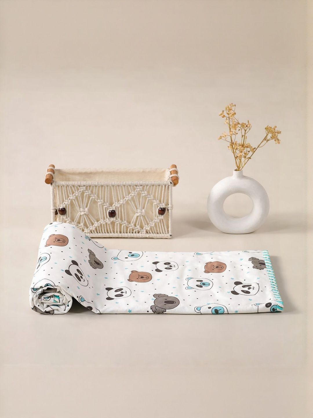 HOMEMONDE Kids White & Brown Cartoon Characters AC Room 150 GSM Cotton Reversible Dohar-image-44
