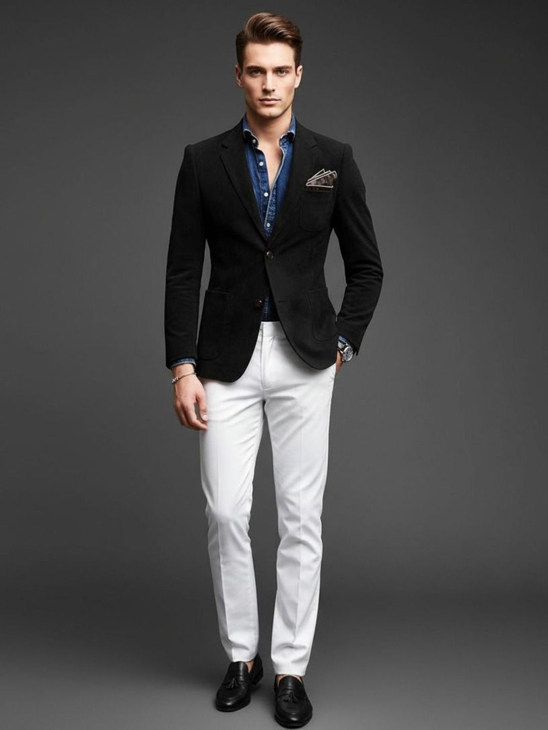 INVICTUS Men Longline Tailored Jacket with Embroidered-picture-33
