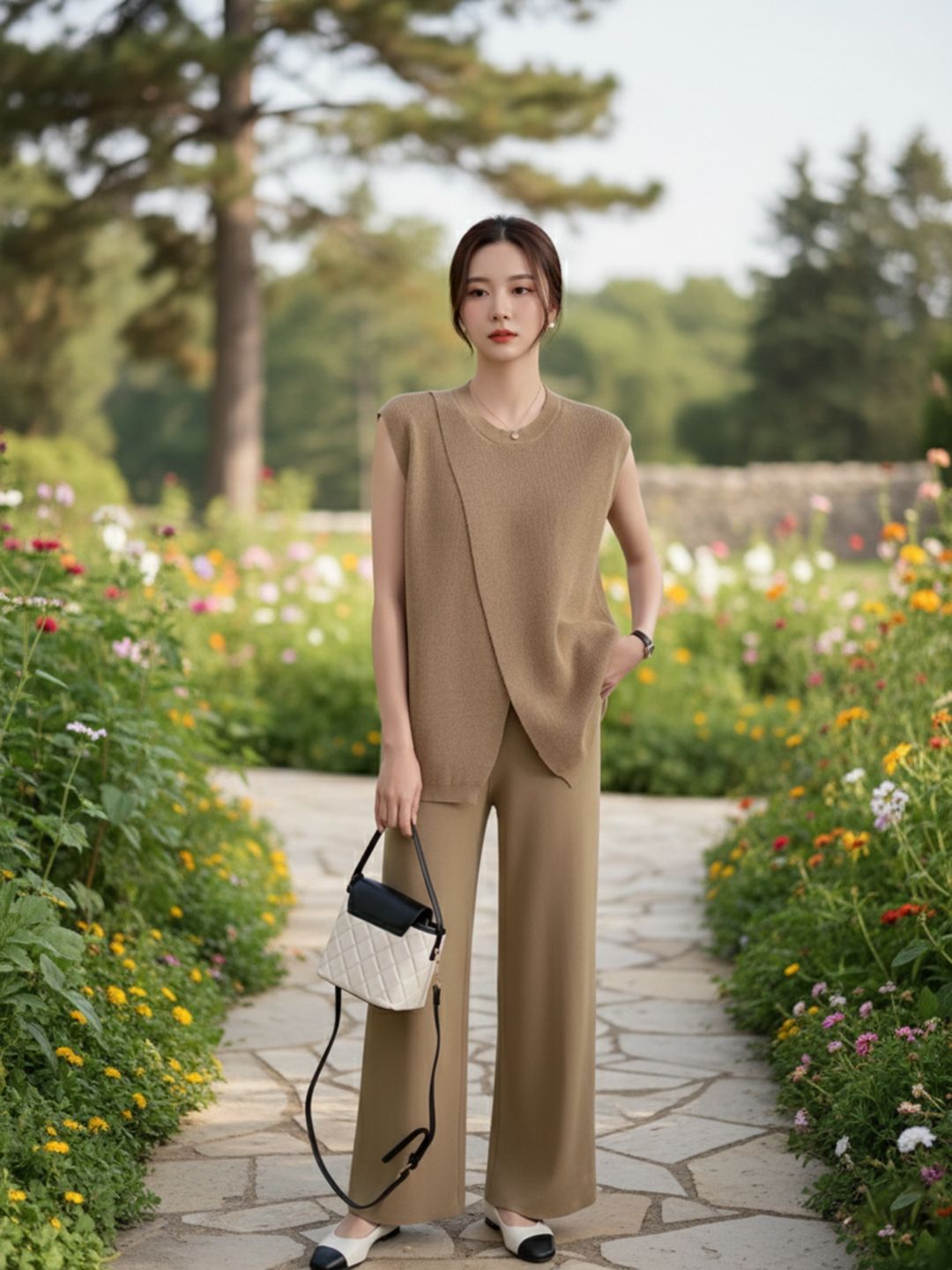 bebe Women Solid Top and Palazzos Co-Ord Set-picture-27