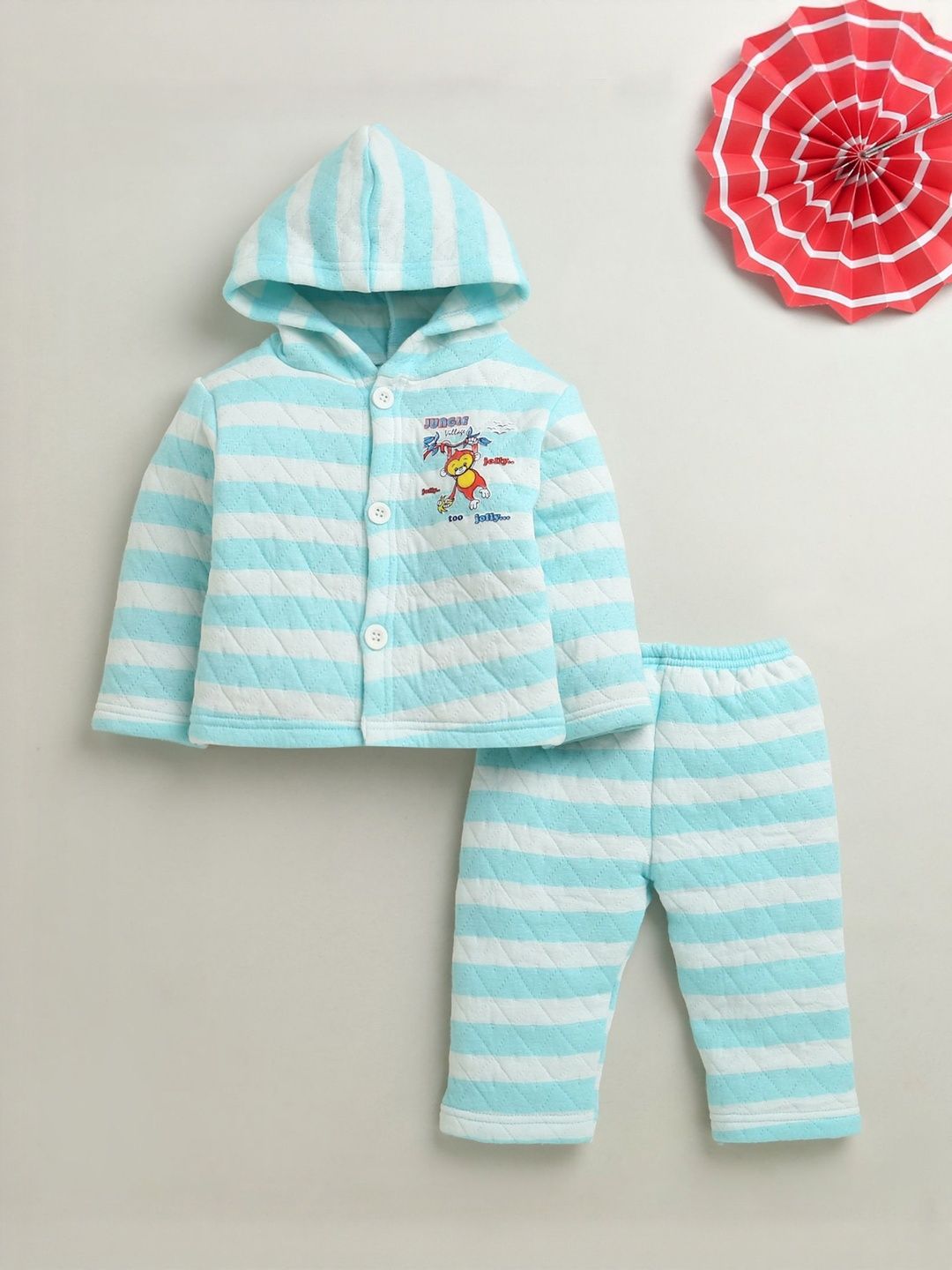 BUMZEE Infant Boys Striped Hooded Sweatshirt & Pyjamas-picture-48