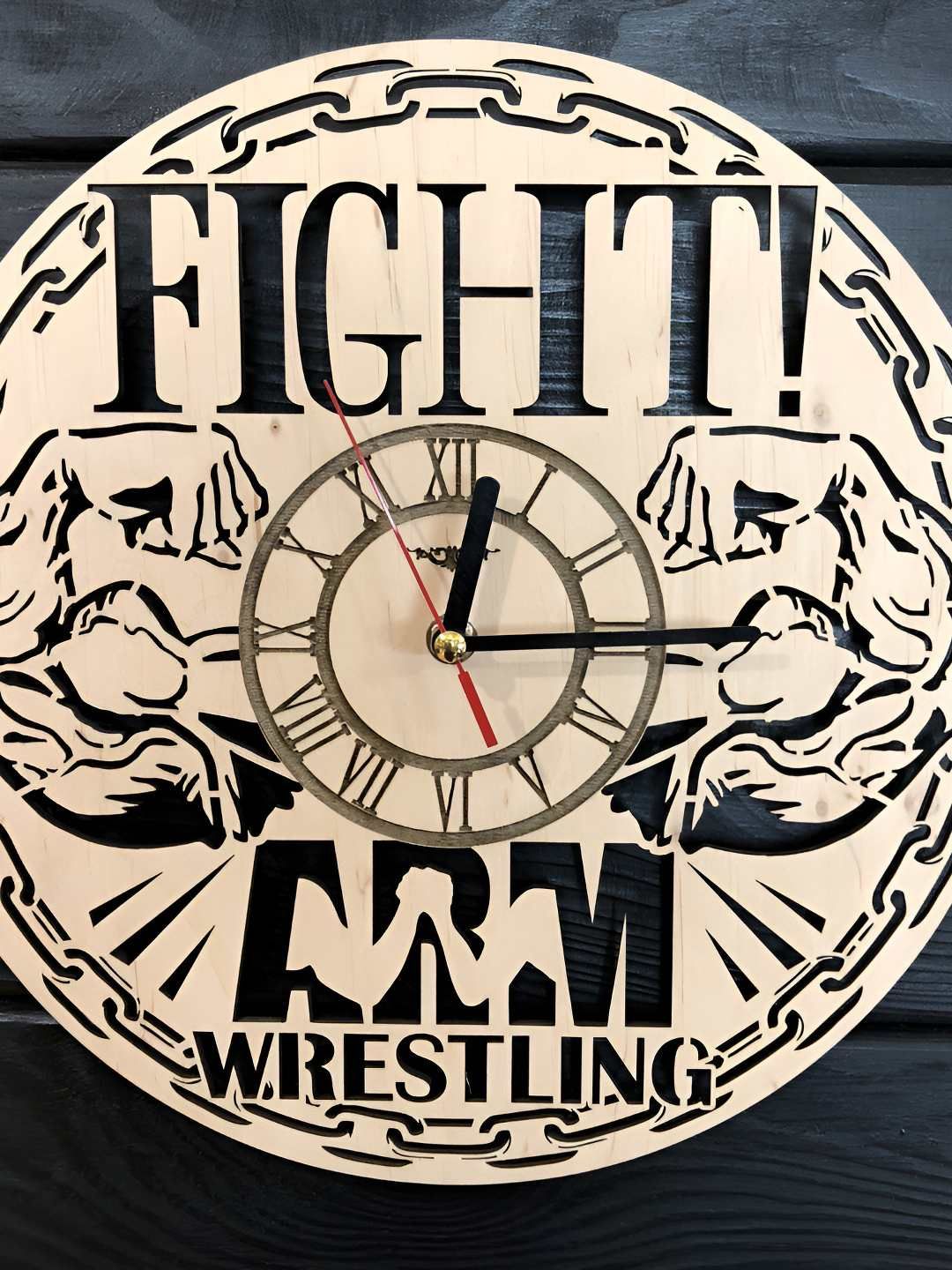 QEZNEF Beige Solid Geometric Traditional Wall Clock-picture-31