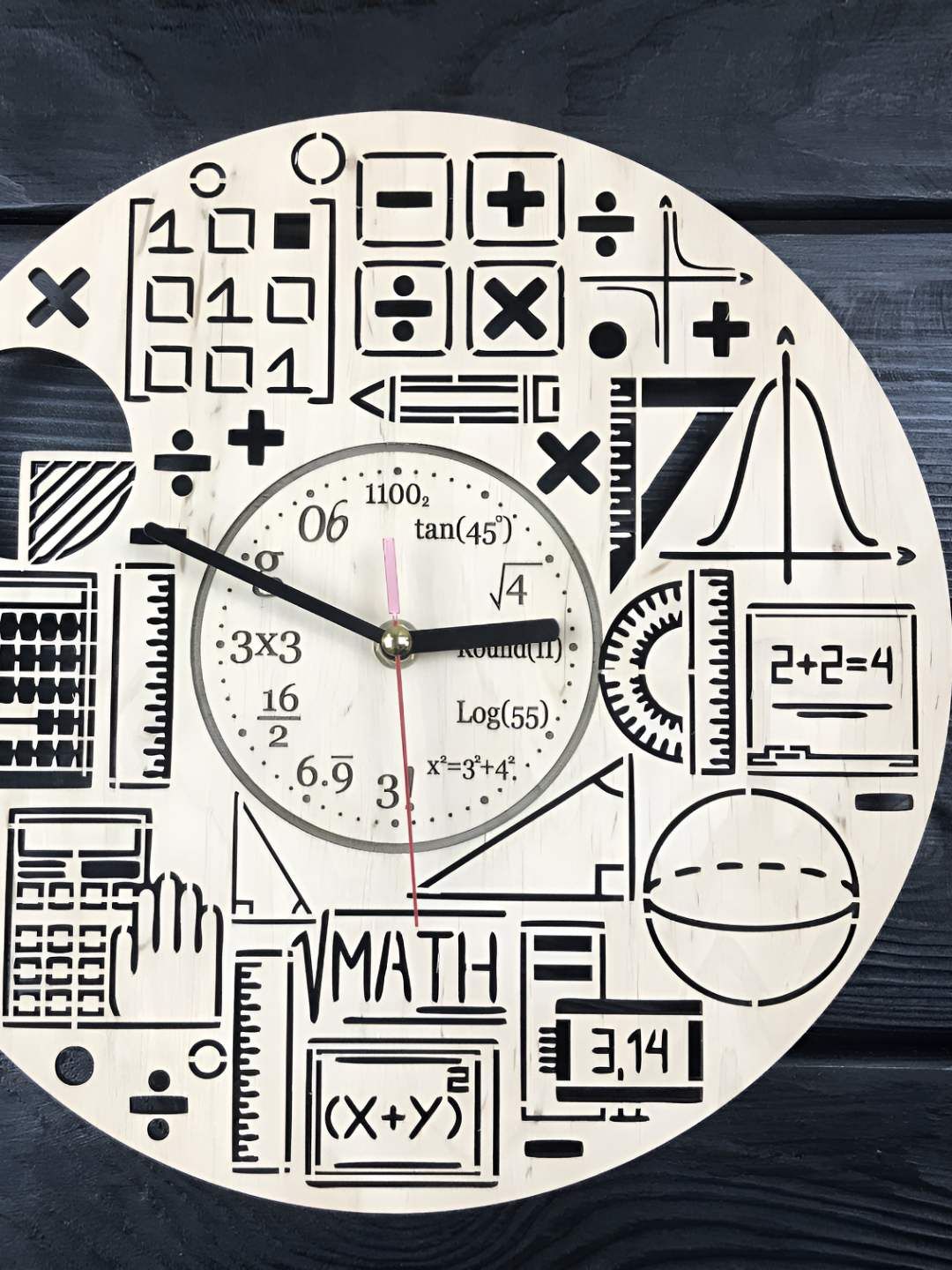 QEZNEF Beige Solid Geometric Traditional Wall Clock-picture-32