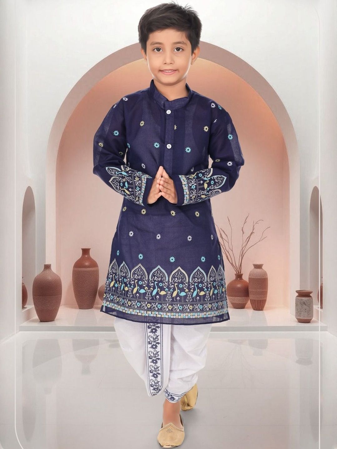 NEW GEN Boys Ethnic Motifs Embroidered Kurta with Dhoti Pants-image-33