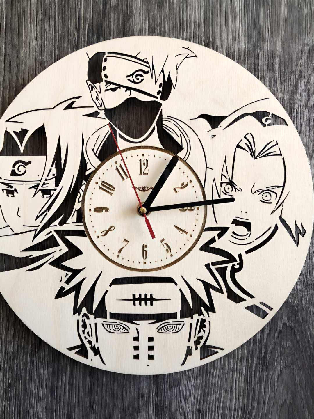 QEZNEF Beige Solid Geometric Traditional Wall Clock-picture-35