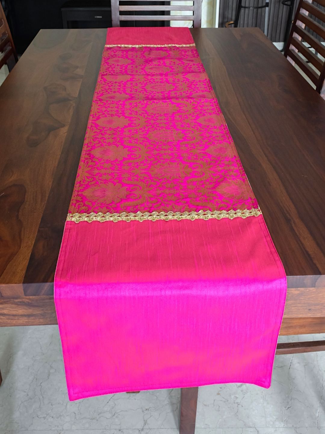 PILOVILO Pink & Yellow Ethnic Motifs Woven Design Table Runners-image-33