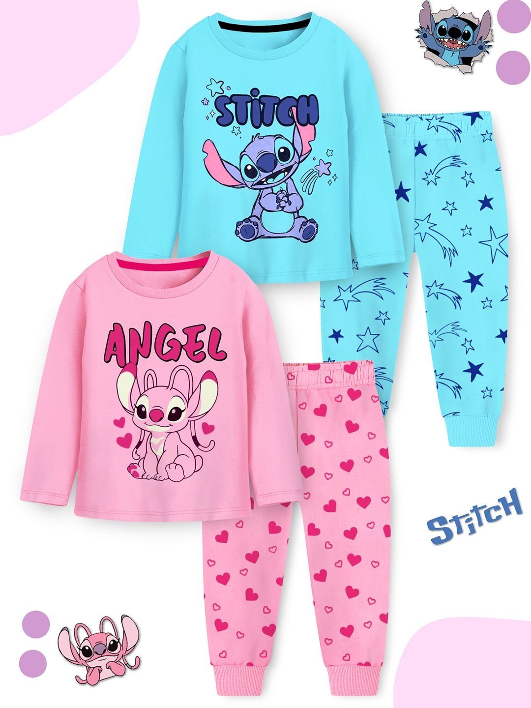 Disney By Miss and Chief Girls Pack Of 2 Graphic Printed T-shirt WIth Pyjamas-picture-29