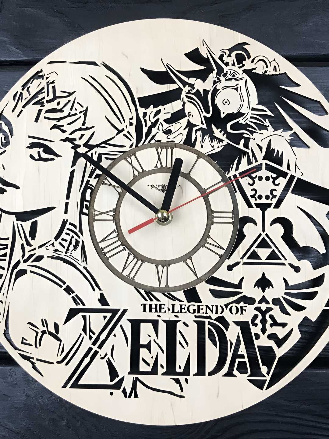 QEZNEF Beige Geometric Traditional Analogue Wooden Wall Clock-picture-13