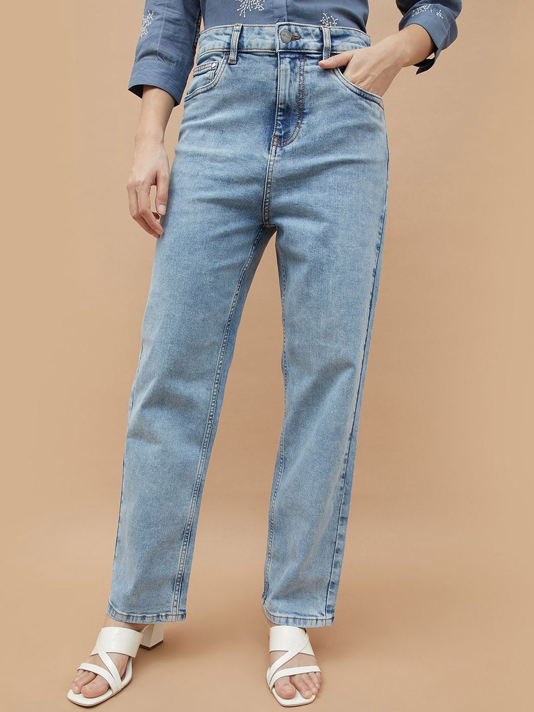 Fame Forever by Lifestyle Women Regular Fit Mid-Rise Light Fade Cotton Jeans-picture-20