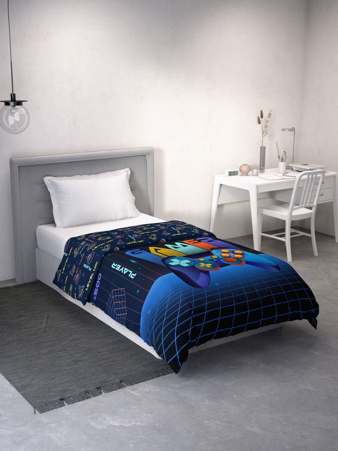 DDecor Blue & Yellow Abstract Printed 90 GSM AC Room Single Cotton Quilt-picture-34