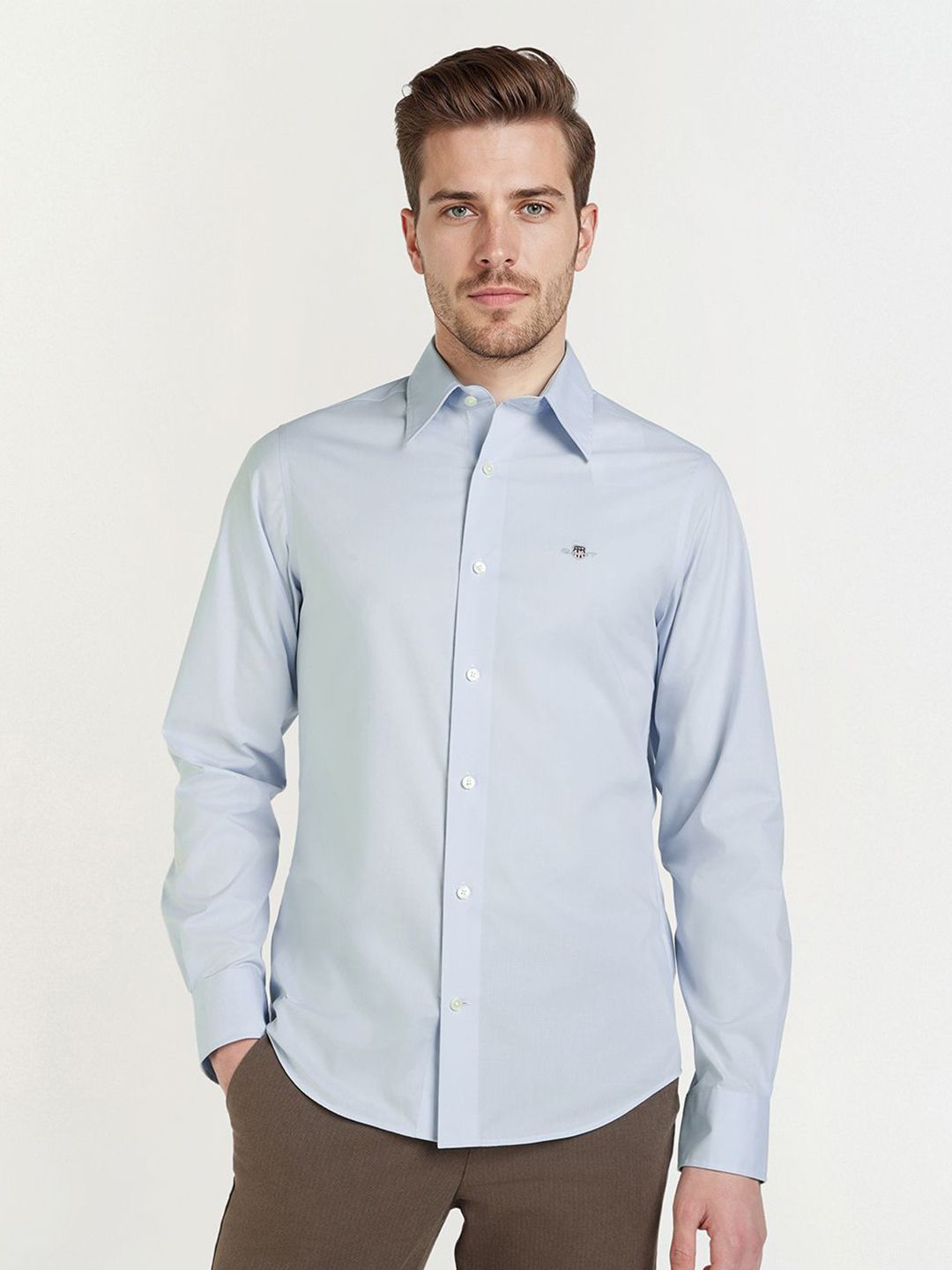 GANT Men Relaxed Slim Fit Solid Spread Collar Cotton Poplin Formal Shirt-picture-27