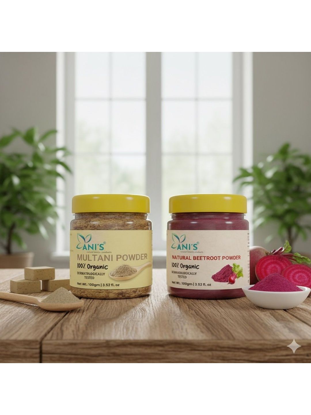 ANI'S Set Of 2 Organic Multani Mitti & Beetroot Powder For Face And Hair - 100 g-picture-22