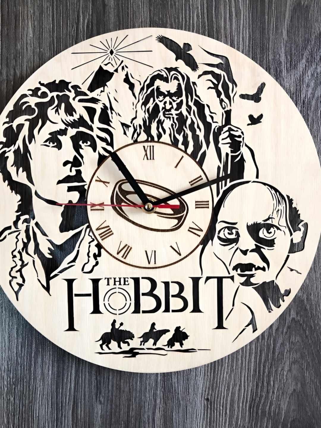 QEZNEF Beige And Black Printed Traditional Wooden Round Analogue Wall Clock-picture-20