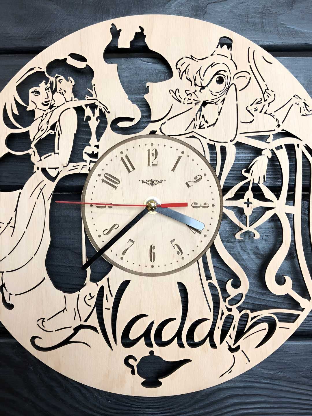 QEZNEF Beige Geometric Traditional Analogue Wooden Wall Clock-picture-15