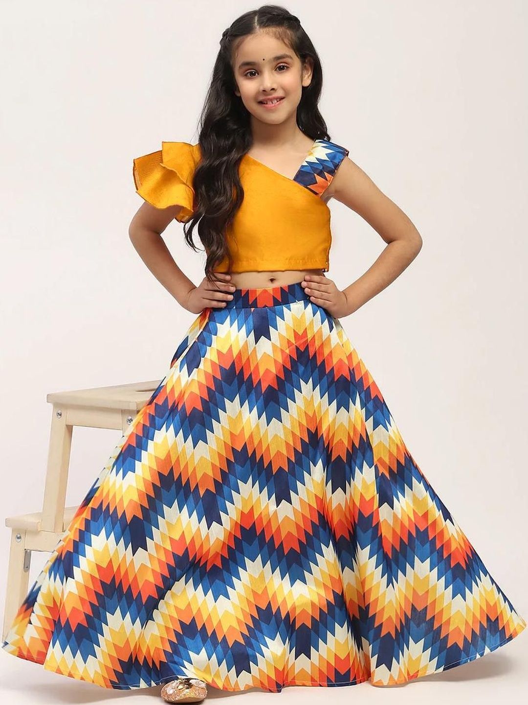 KidsFlower Girls Dyed Ready to Wear Lehenga &-picture-52