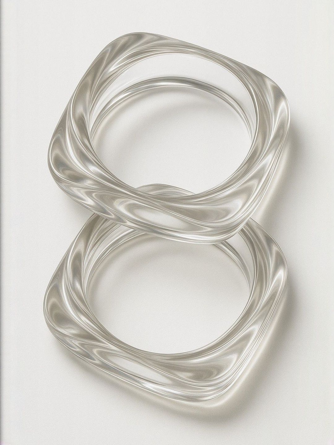 ATIBELLE Set Of 2 Geometric-Shaped Glossy Bangles