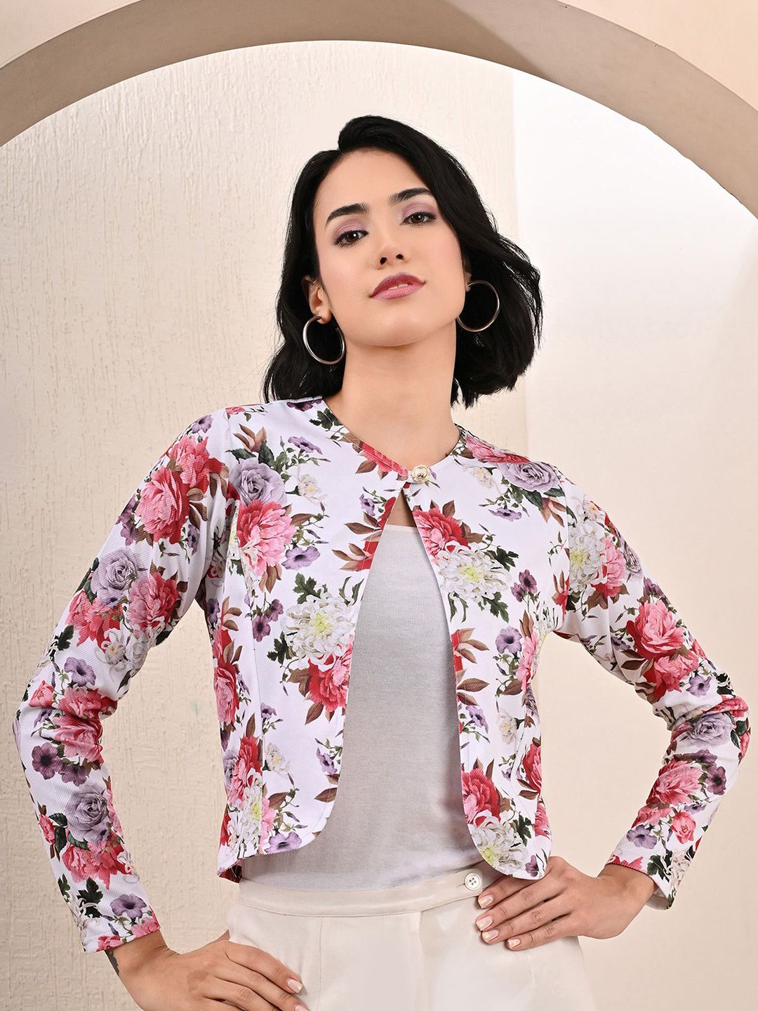 Lihana Floral Printed Open Front Shrug-picture-15