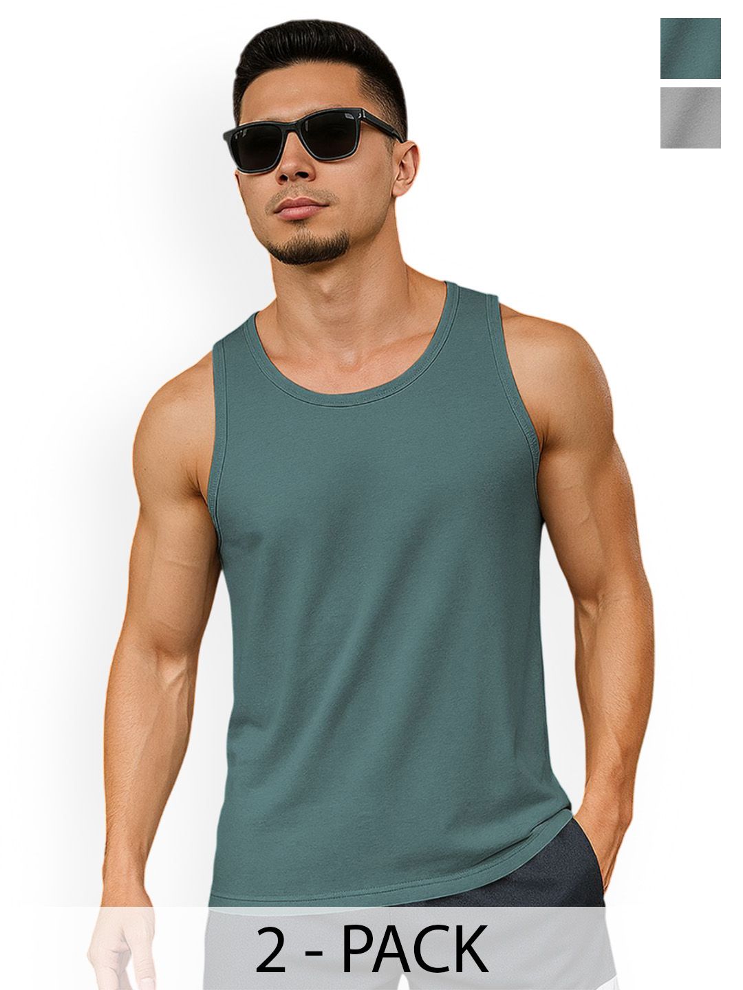 BEING WANTED Pack Of 2 Pure Cotton Round Neck Innerwear Vests-picture-20