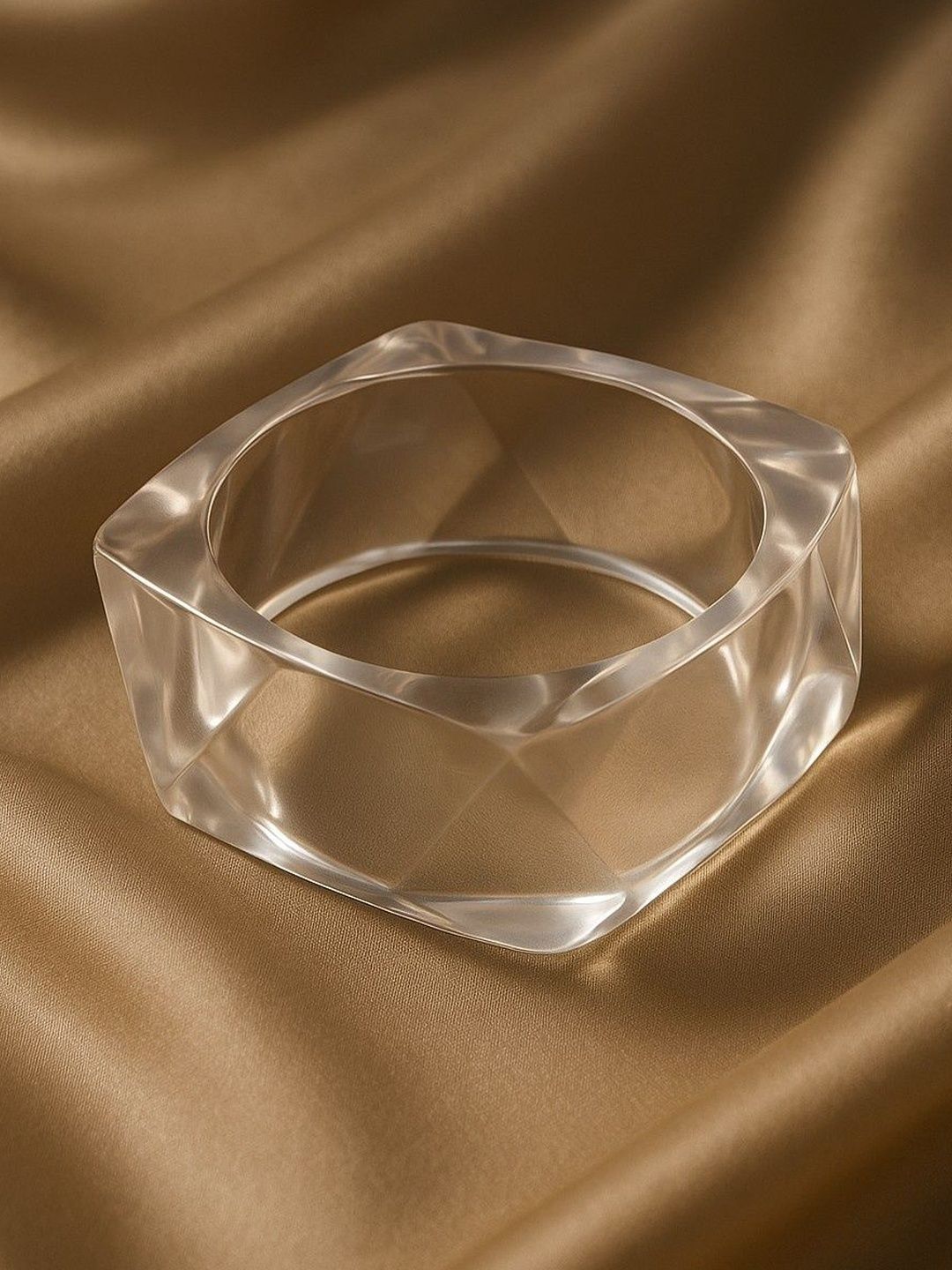 ATIBELLE Geometric-Shaped Glossy Resin Bangle