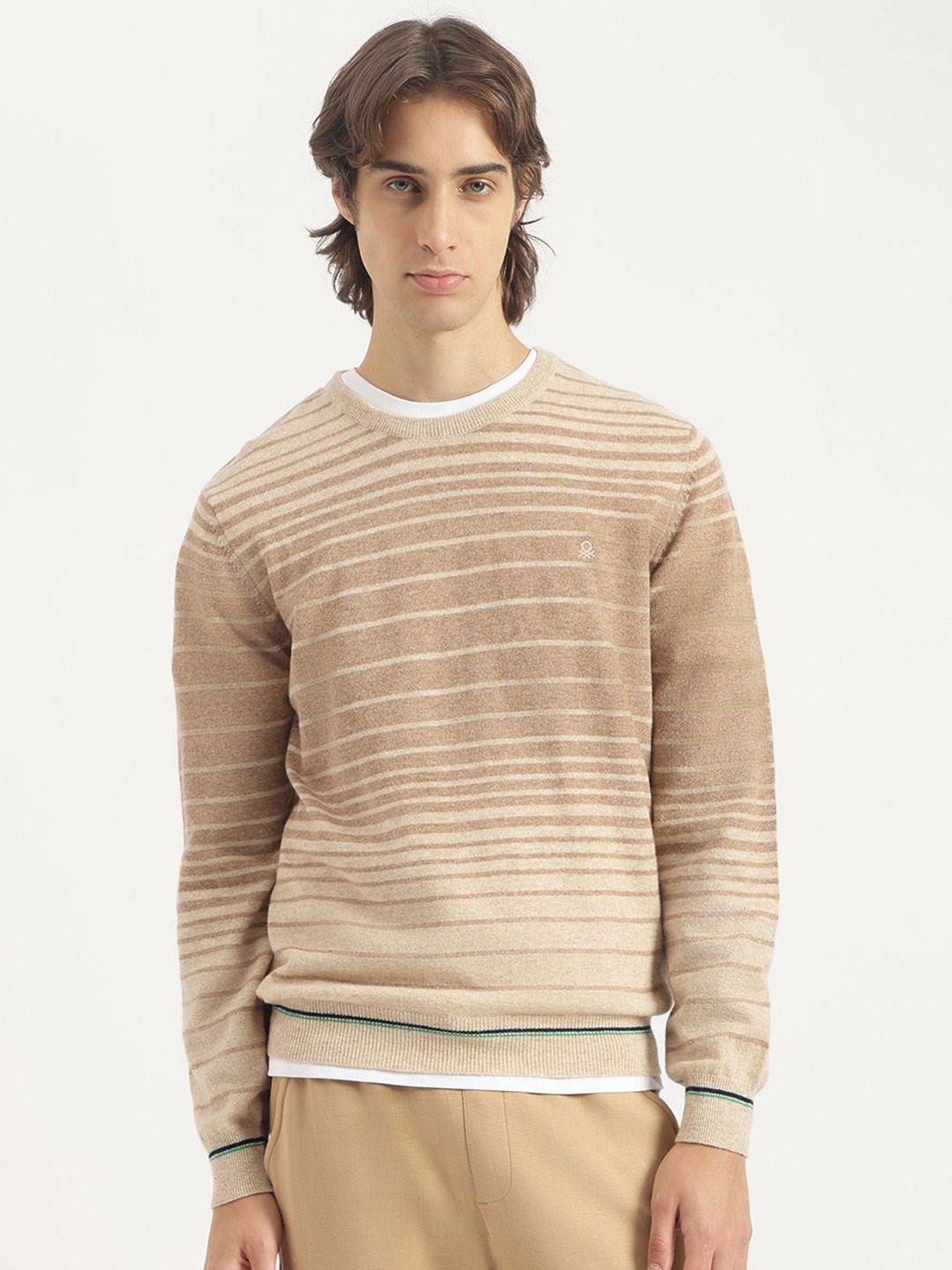 United Colors of Benetton Men Striped Woollen Sweater-picture-23