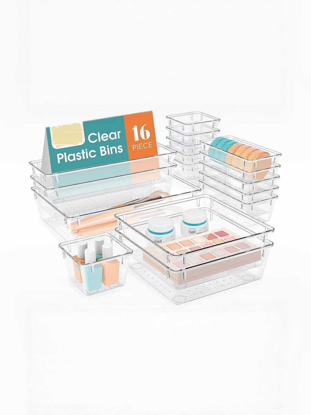kepzell Transparent 16 Pieces Drawer Organisers-picture-4