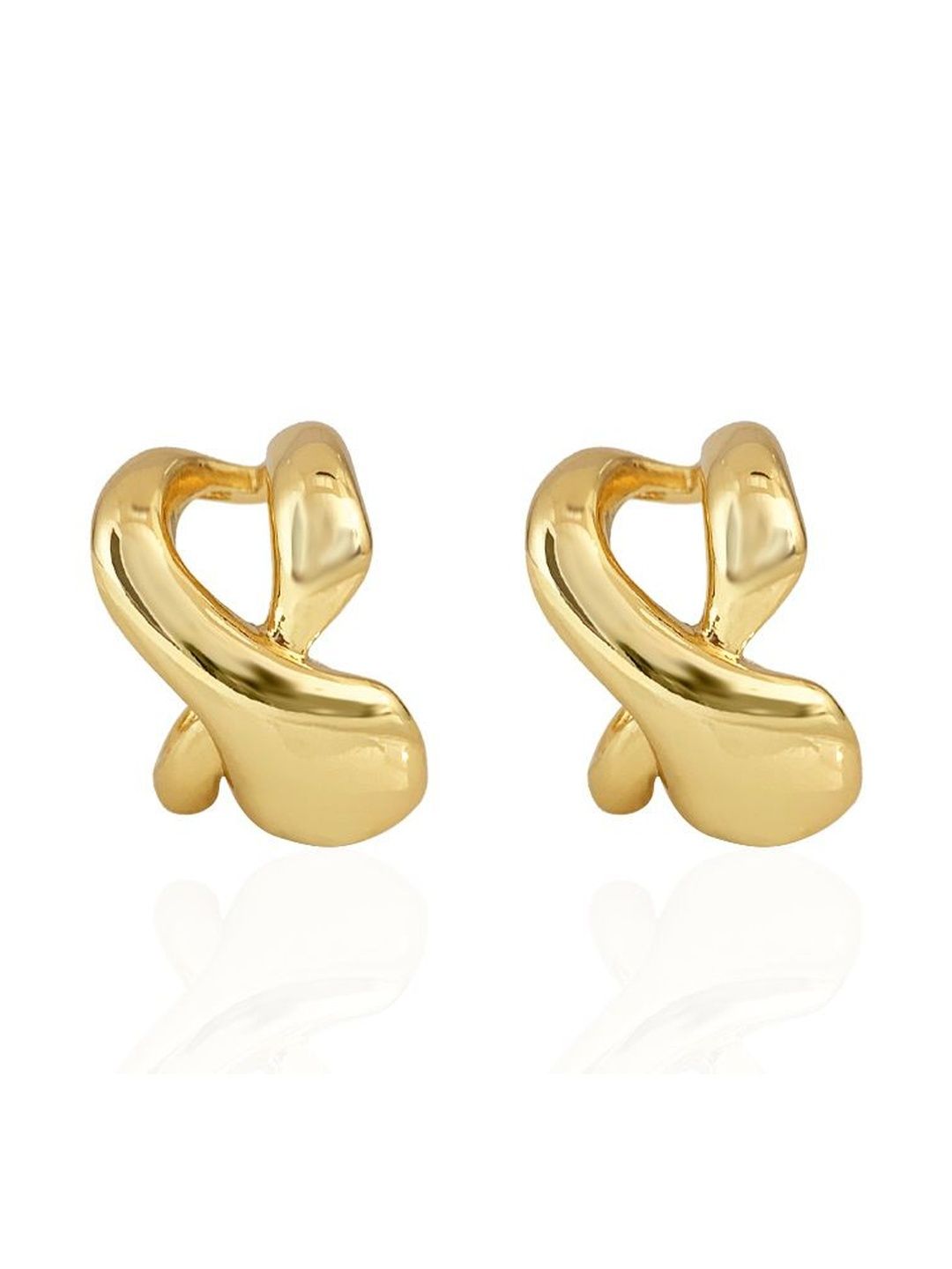 DressBerry Gold Anti Tarnish Contemporary Half Hoop Earrings-picture-34