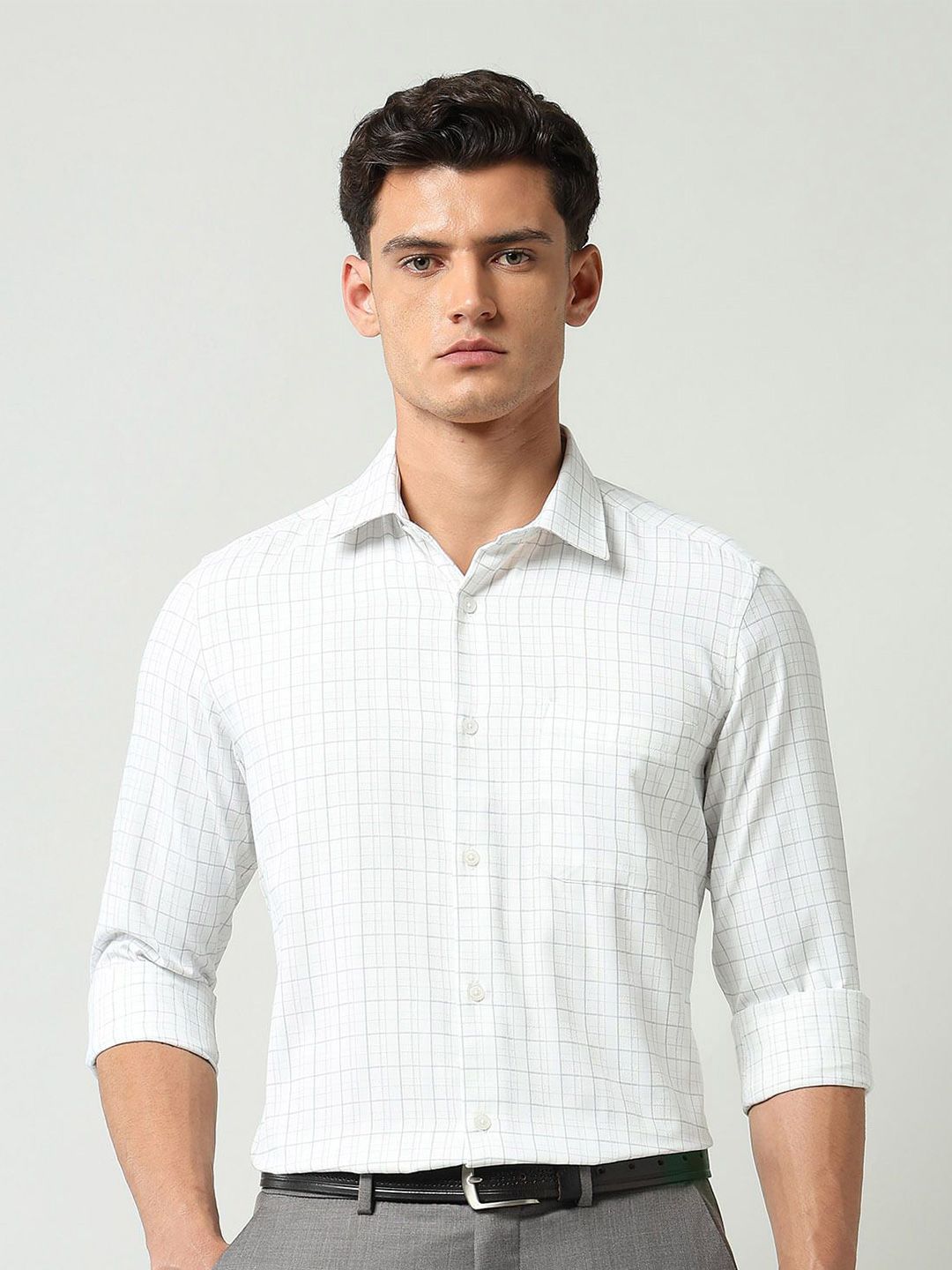 AD By Arvind Men Grid Tattersall Checked Spread Collar Formal Shirt-picture-37