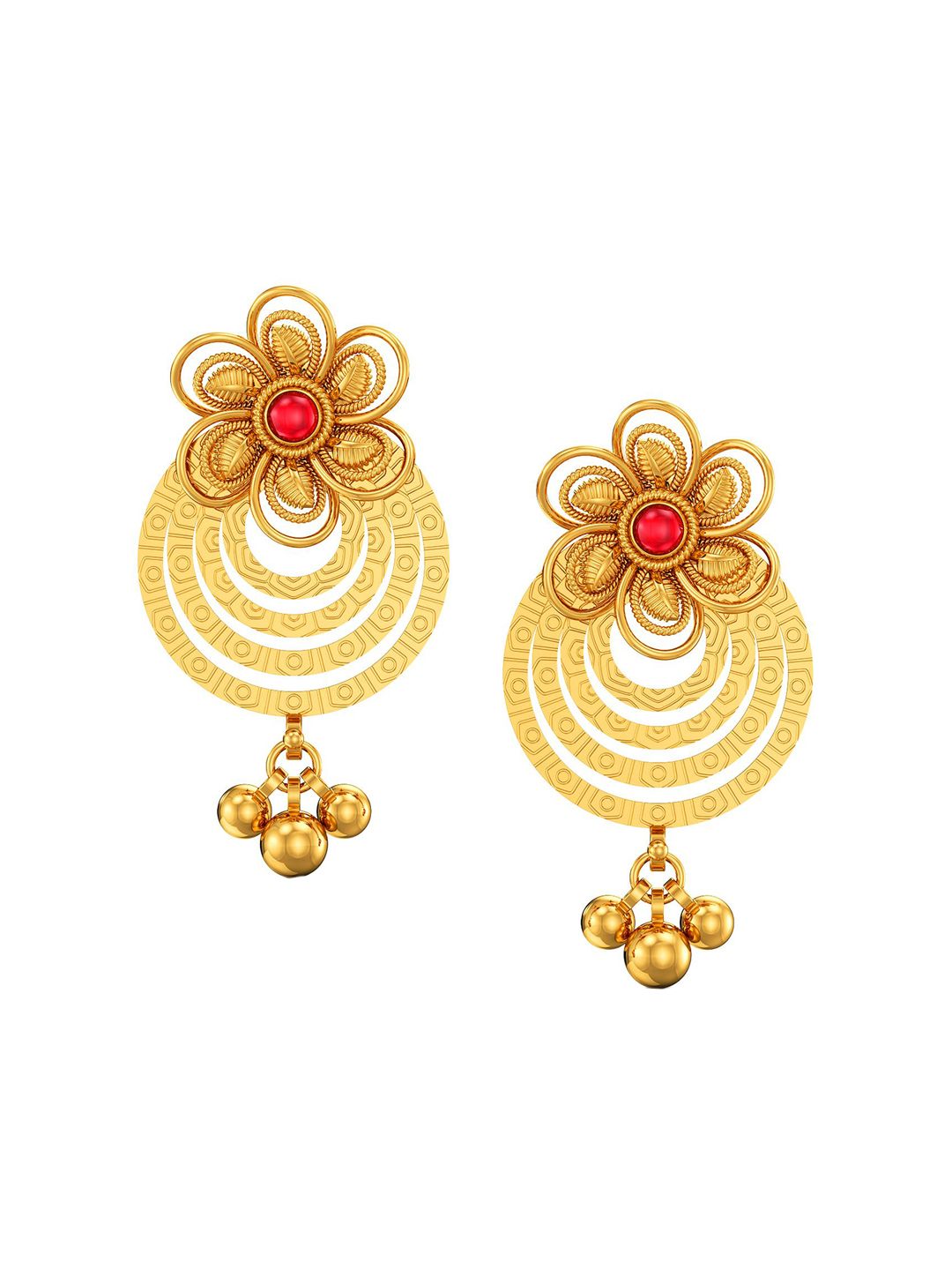 Joyalukkas Women 22Kt Gold Drop Earring - 7.032 g-image-7