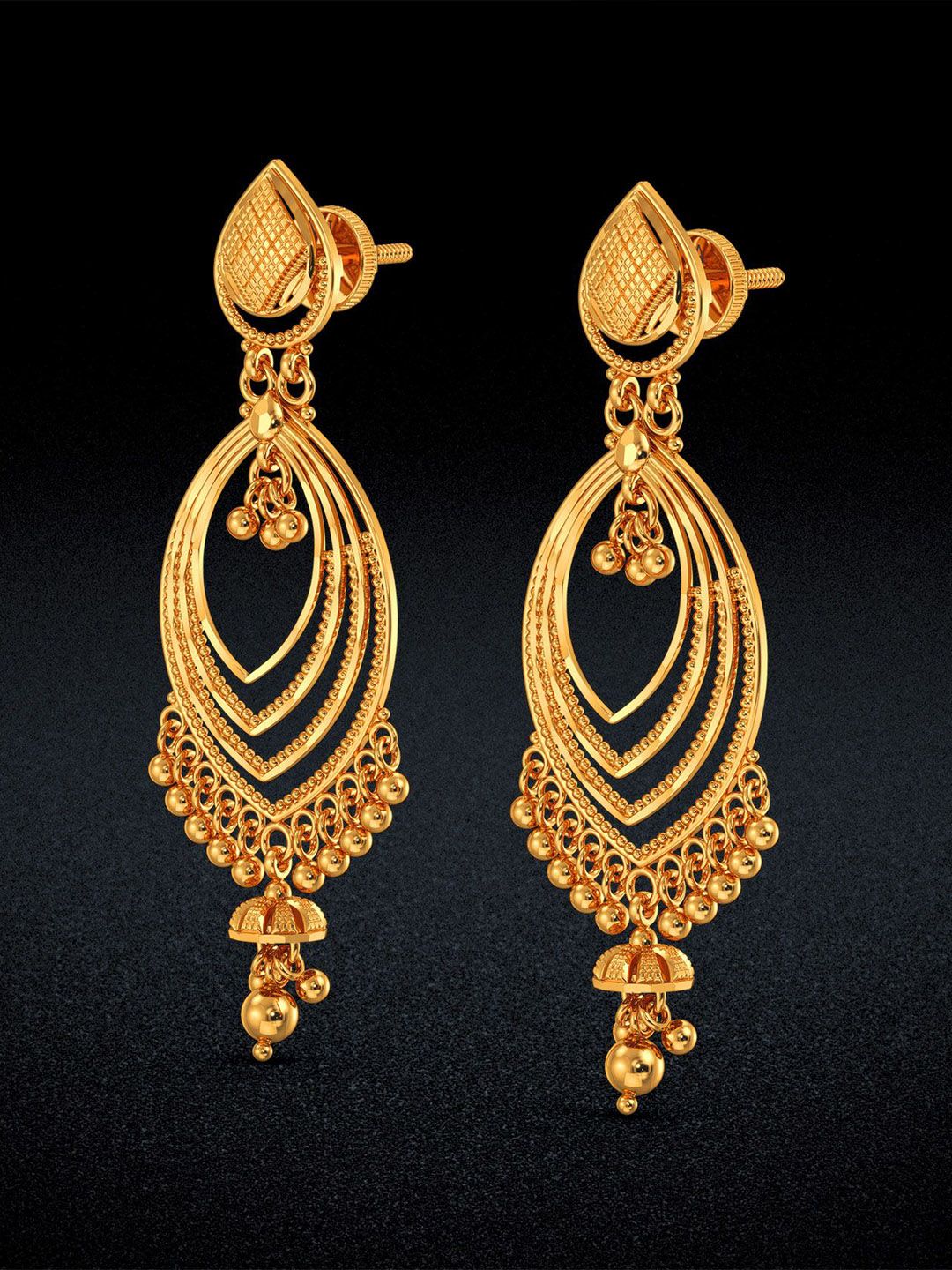 Joyalukkas Women 22Kt Gold Ethereal Inviting Chandbali Drop Earring - 12.348 g-picture-52