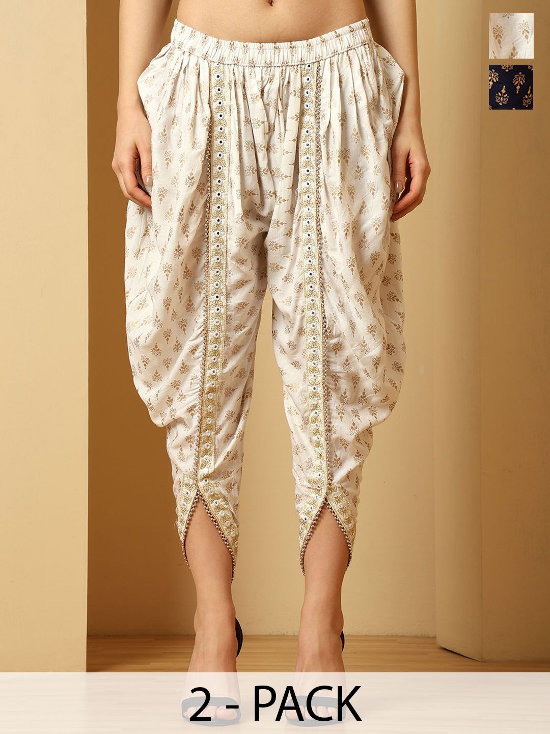 URBAN KANYA Women Pack of 2 Ethnic Motifs Printed Embroidered Border Salwar-picture-19