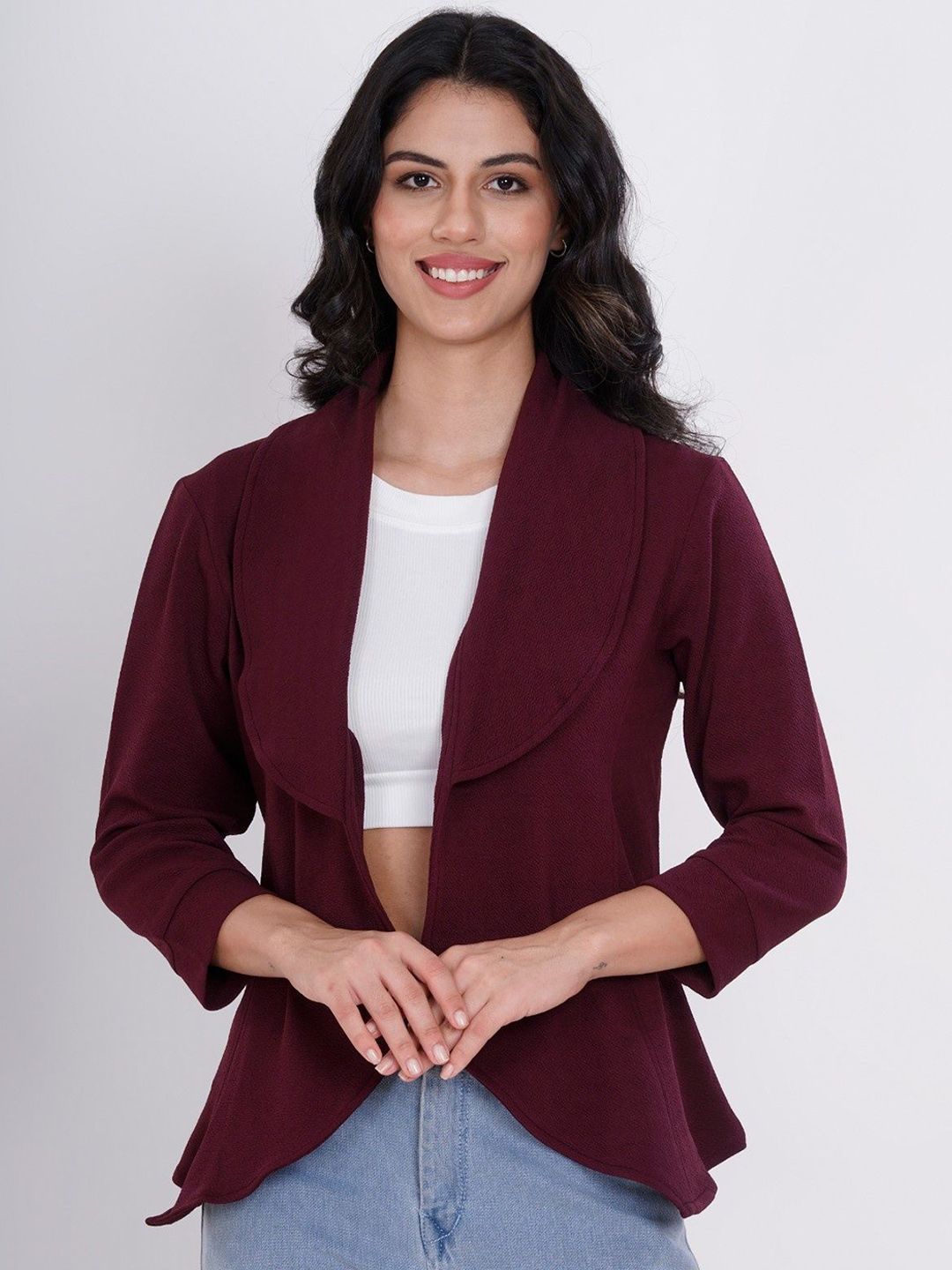 BAESD Shawl Collar Open Front Regular Fit Blazer-image-40