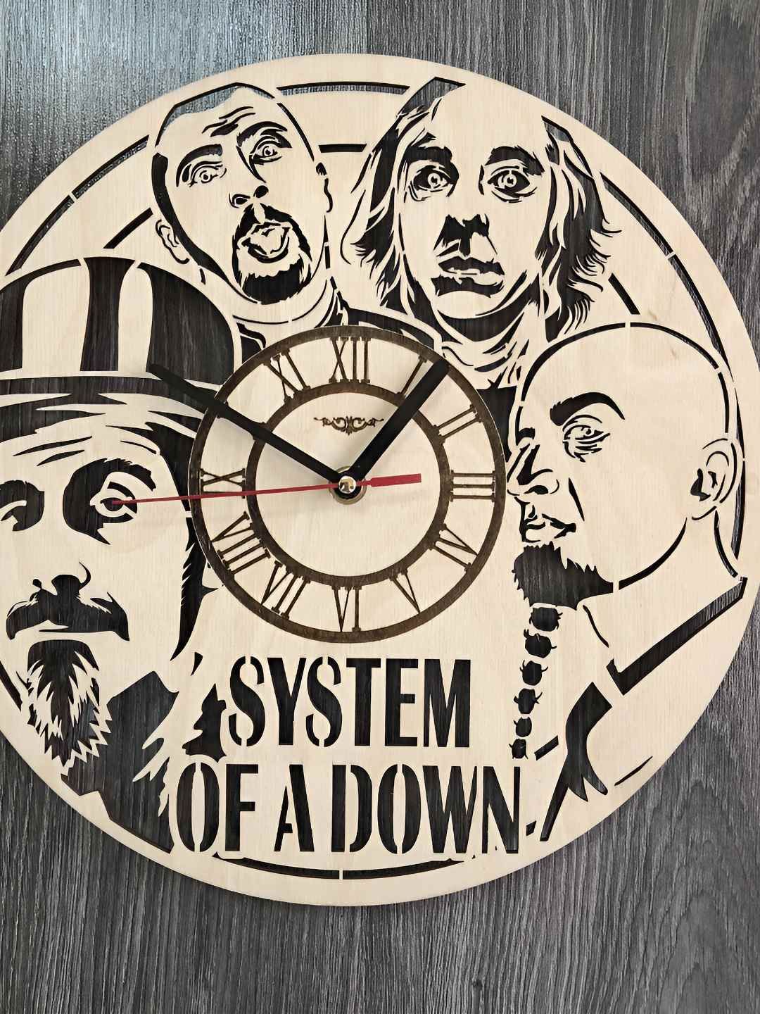 QEZNEF Beige Geometric Traditional Analogue Wooden Wall Clock-picture-20