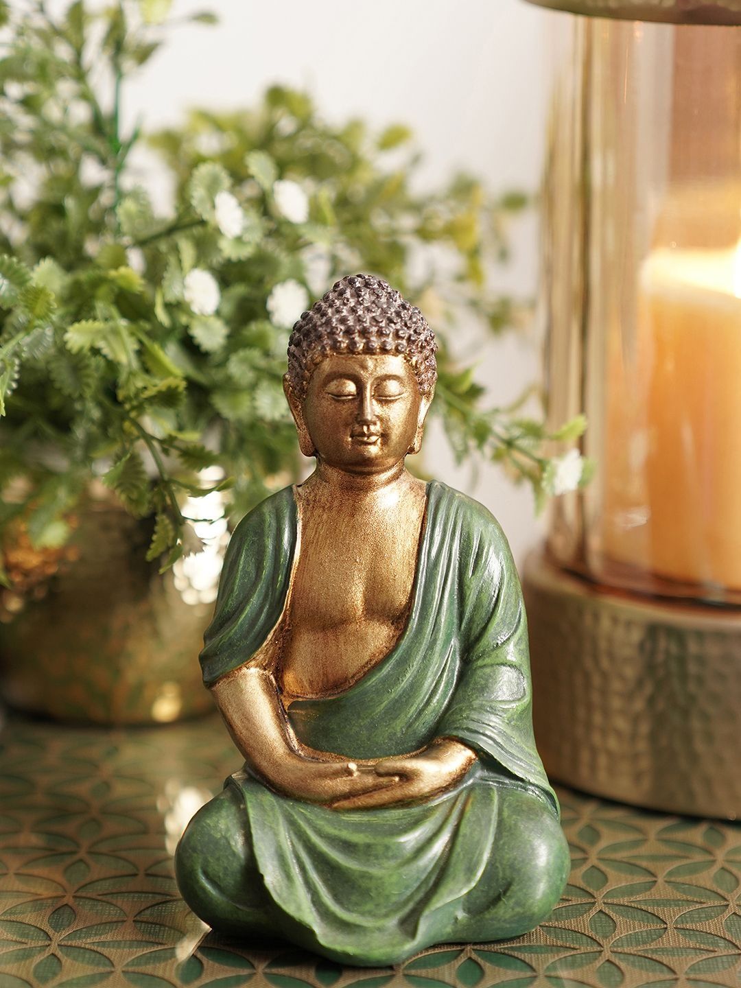 Pure Home and Living Gold-Toned Buddha Figurine Showpiece
