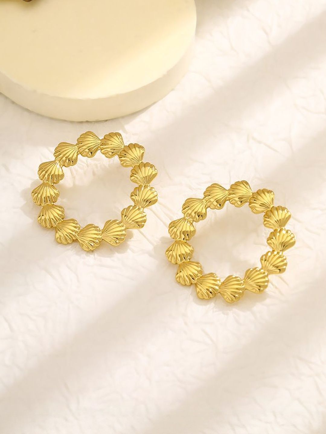 DressBerry Stainless Steel 18Kt Gold- Plated Anti Tarnish Korean Circular Shaped Studs-picture-12