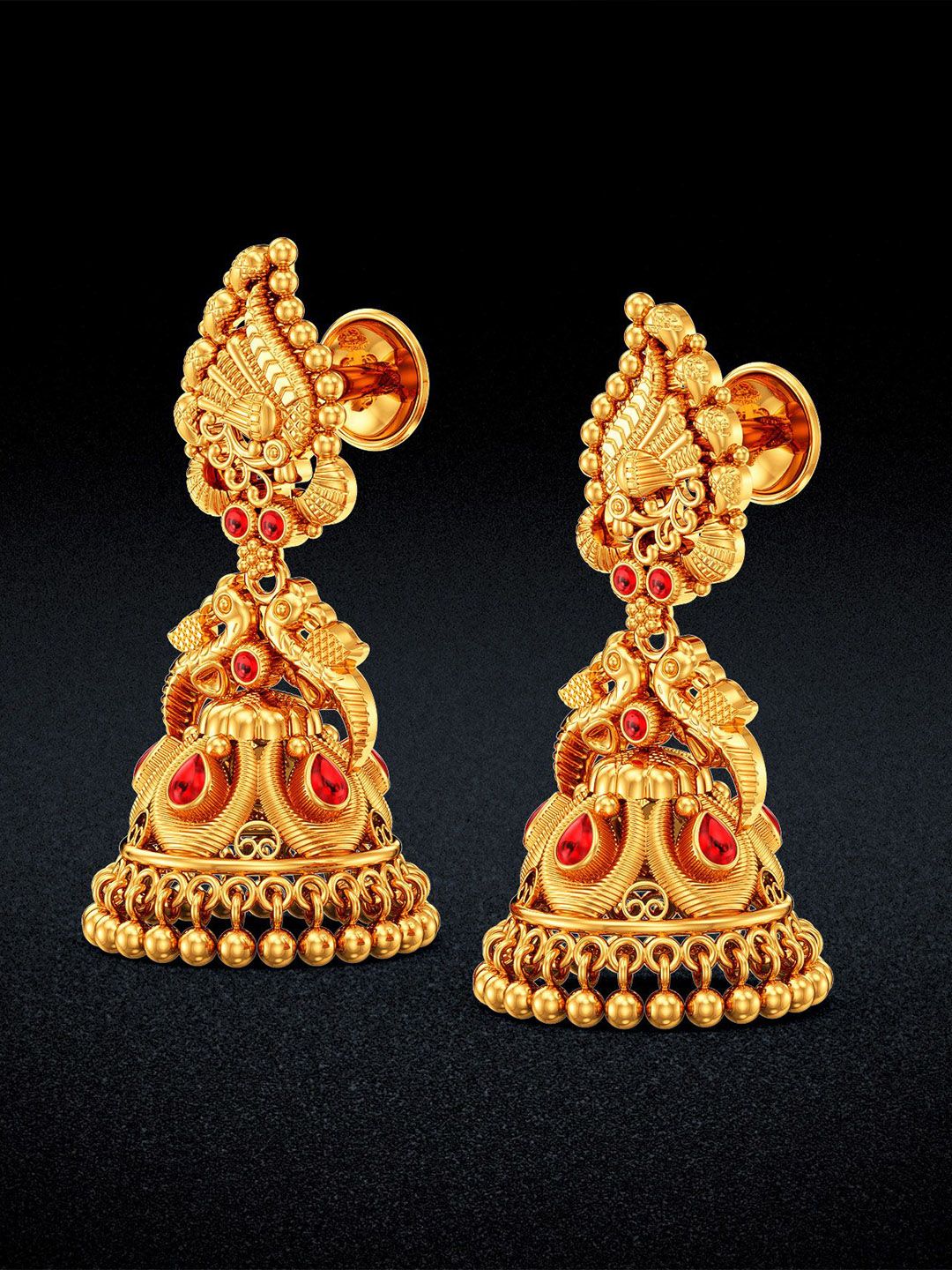 Joyalukkas Women 22Kt Gold Paisley Post and Back Drop Earring - 12.379 g-image-10