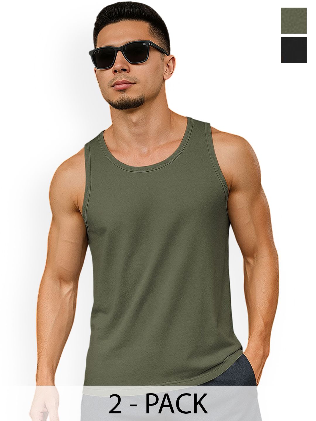 BEING WANTED Pack Of 2 Pure Cotton Round Neck Innerwear Vests-picture-55