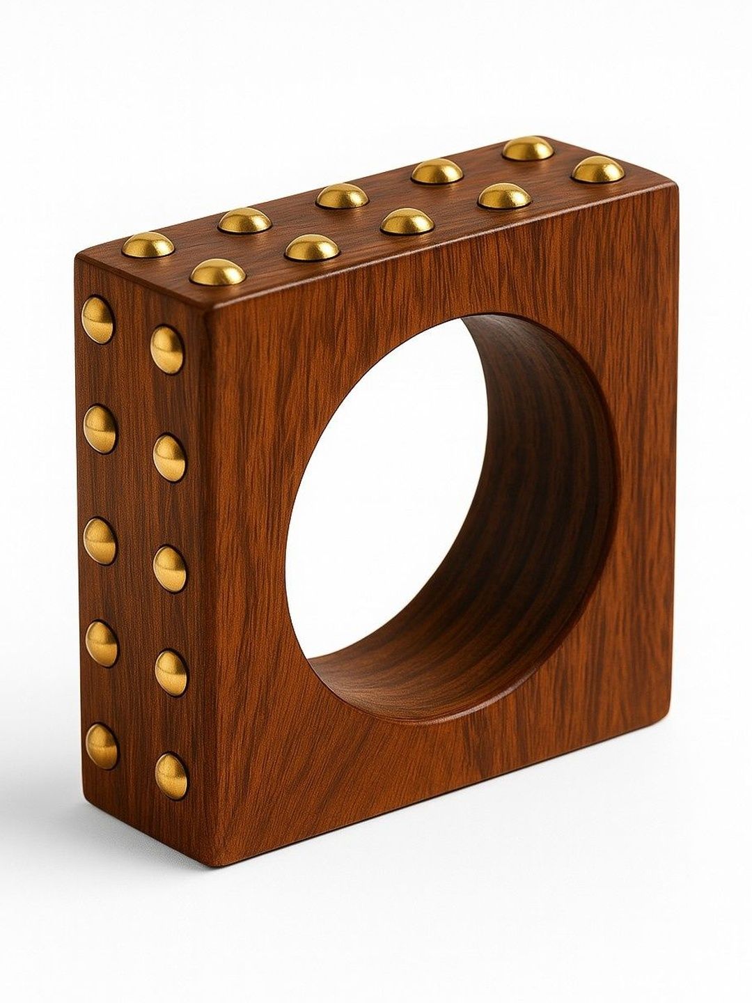 ATIBELLE Set Of 2 Gold-Plated Stone Studded Square Textured Bangles