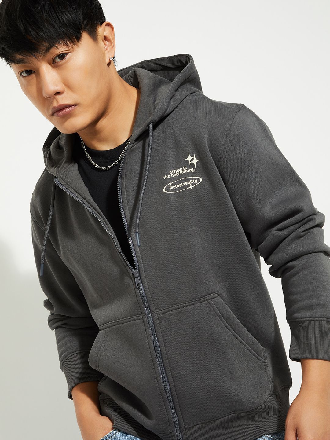 max Men Typography Printed Hooded Front Open Sweatshirt-picture-38